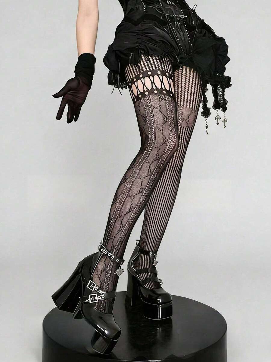 1pc Asymmetric Hollow Fishnet  - Fishnet Stocking Women 리뷰 및 가격