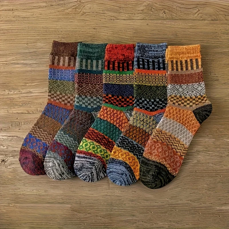 5 pairs of retro ethnic style  - Thermal Sock Winter 리뷰 및 가격