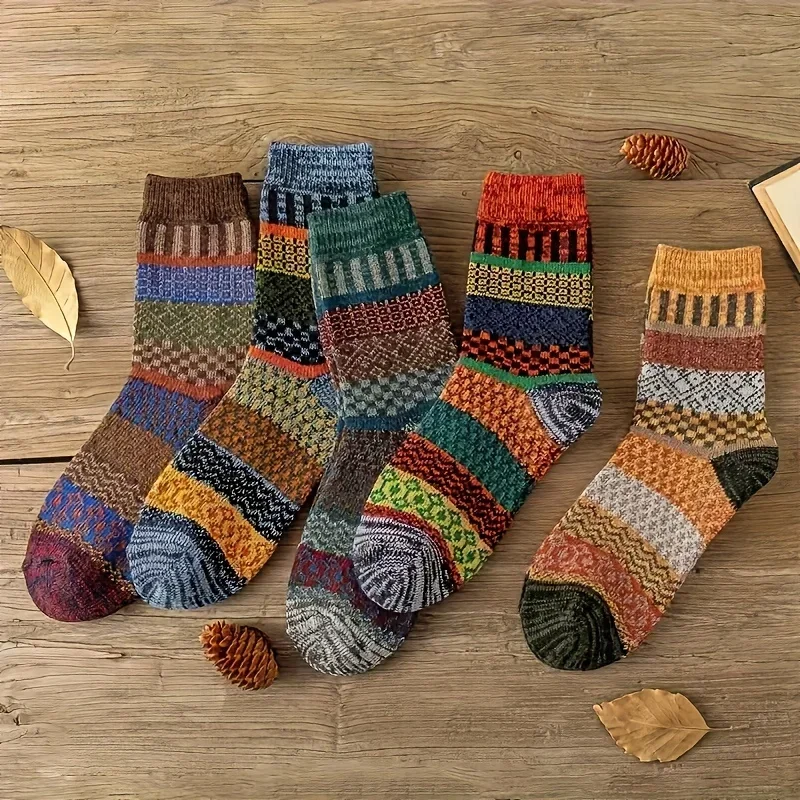 5 pairs of retro ethnic style  - Thermal Sock Winter 리뷰 및 가격