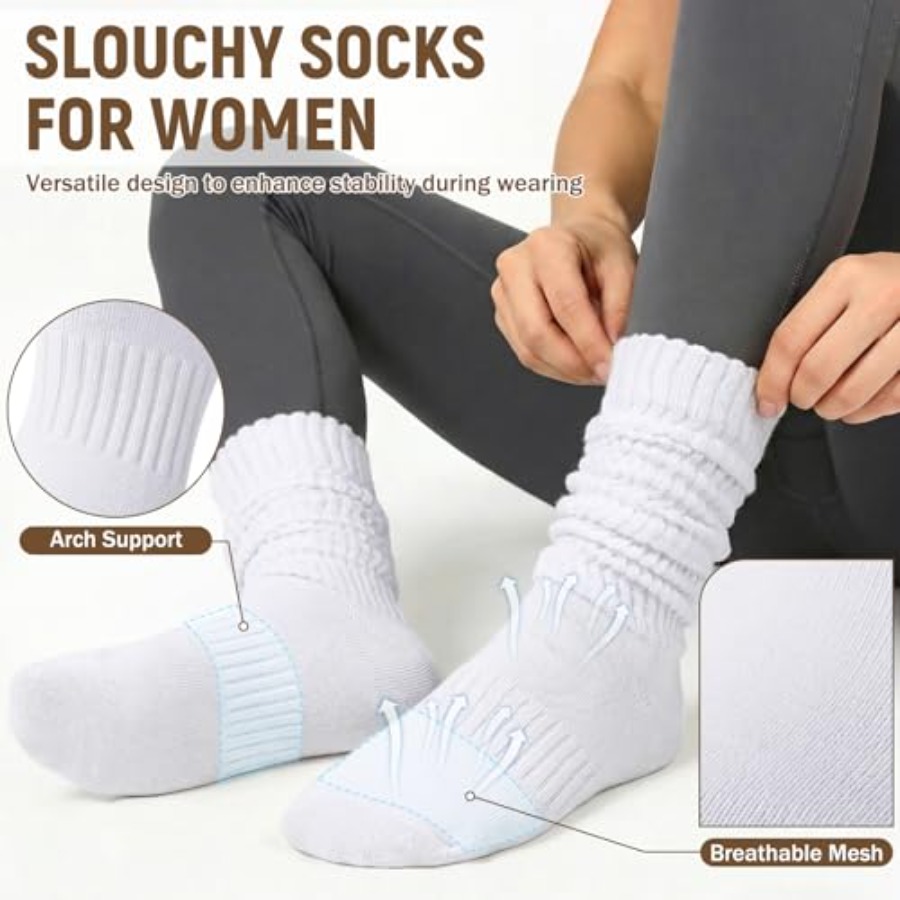 Chalier 5 Pairs Slouchy Socks  - Boot Sock Slouchy 리뷰 및 가격