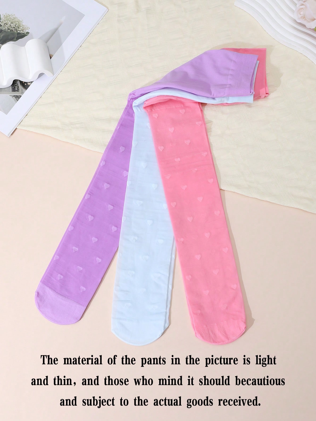 3Pcs Girls Heart Print Tights  - Tights Pantyhose Sheer 리뷰 및 가격
