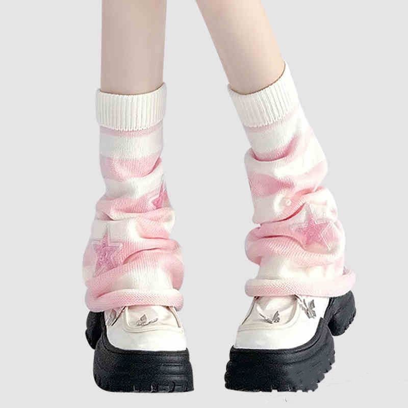 Y2K Striped Leg Warmers Star R - Boot Sock Slouchy 리뷰 및 가격