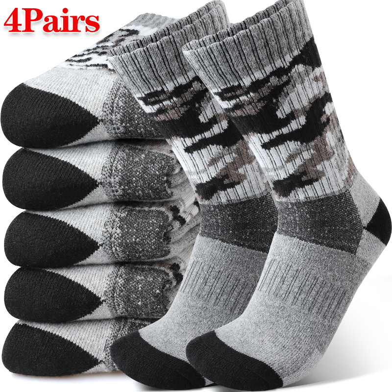 4Pairs Thick Gray Camouflage S - Wool Hiking Sock 리뷰 및 가격