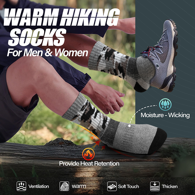 4Pairs Thick Gray Camouflage S - Wool Hiking Sock 리뷰 및 가격
