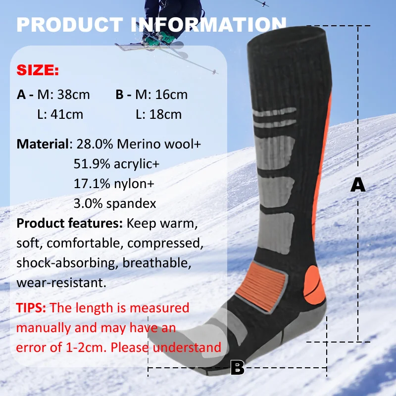 1 Pair Merino Wool Ski Socks M - Thermal Sock Winter 리뷰 및 가격