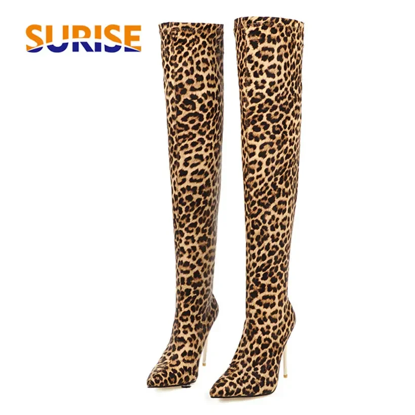 Plus Size Stretch Leopard Over - Knee High Sock Women 리뷰 및 가격