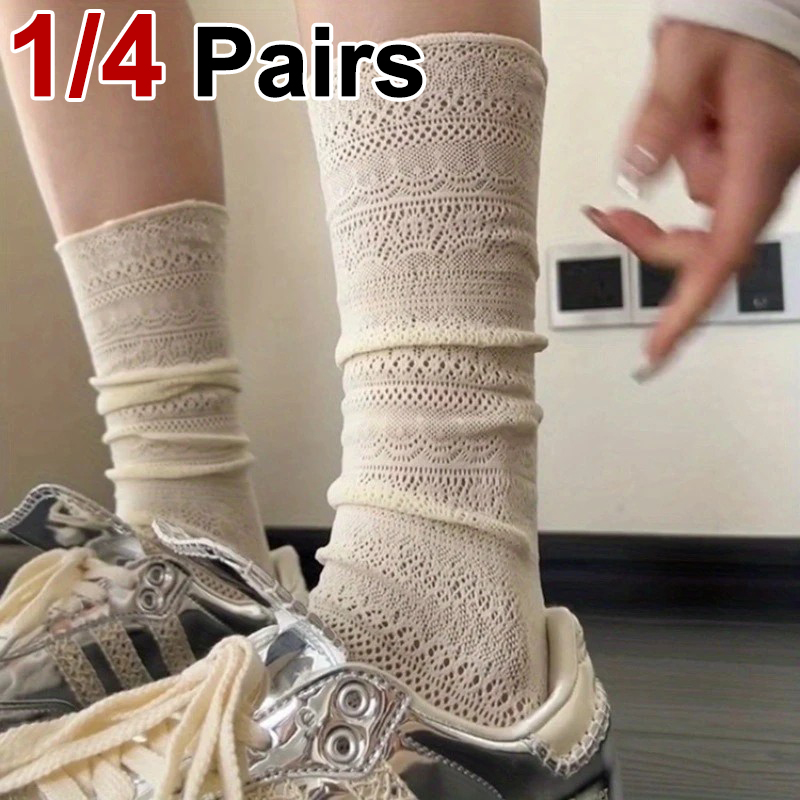 1/4 Pairs Women Lace Trimmed K - Knee High Sock Women 리뷰 및 가격