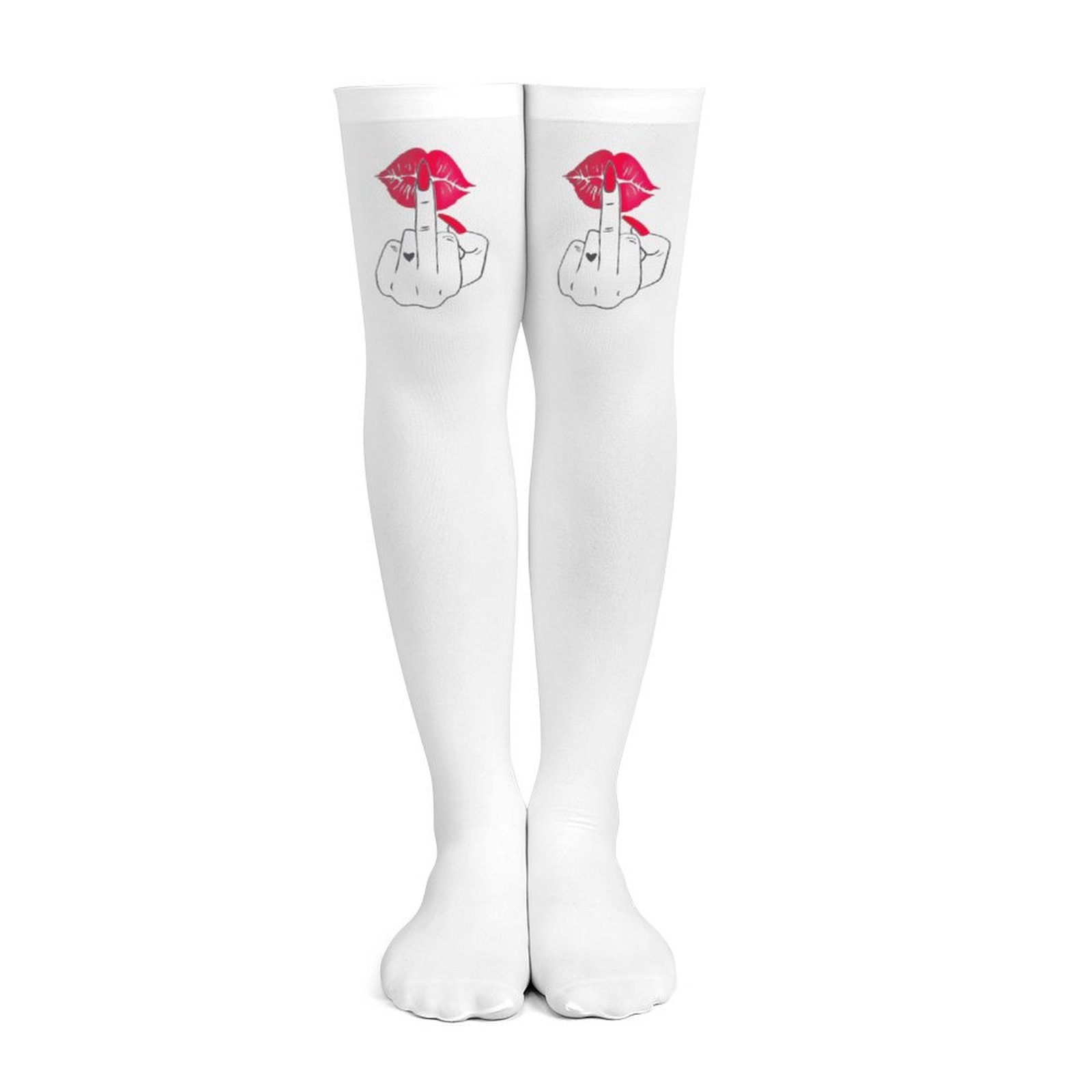 Ladies' white middle finger, r - Knee High Sock Women 리뷰 및 가격