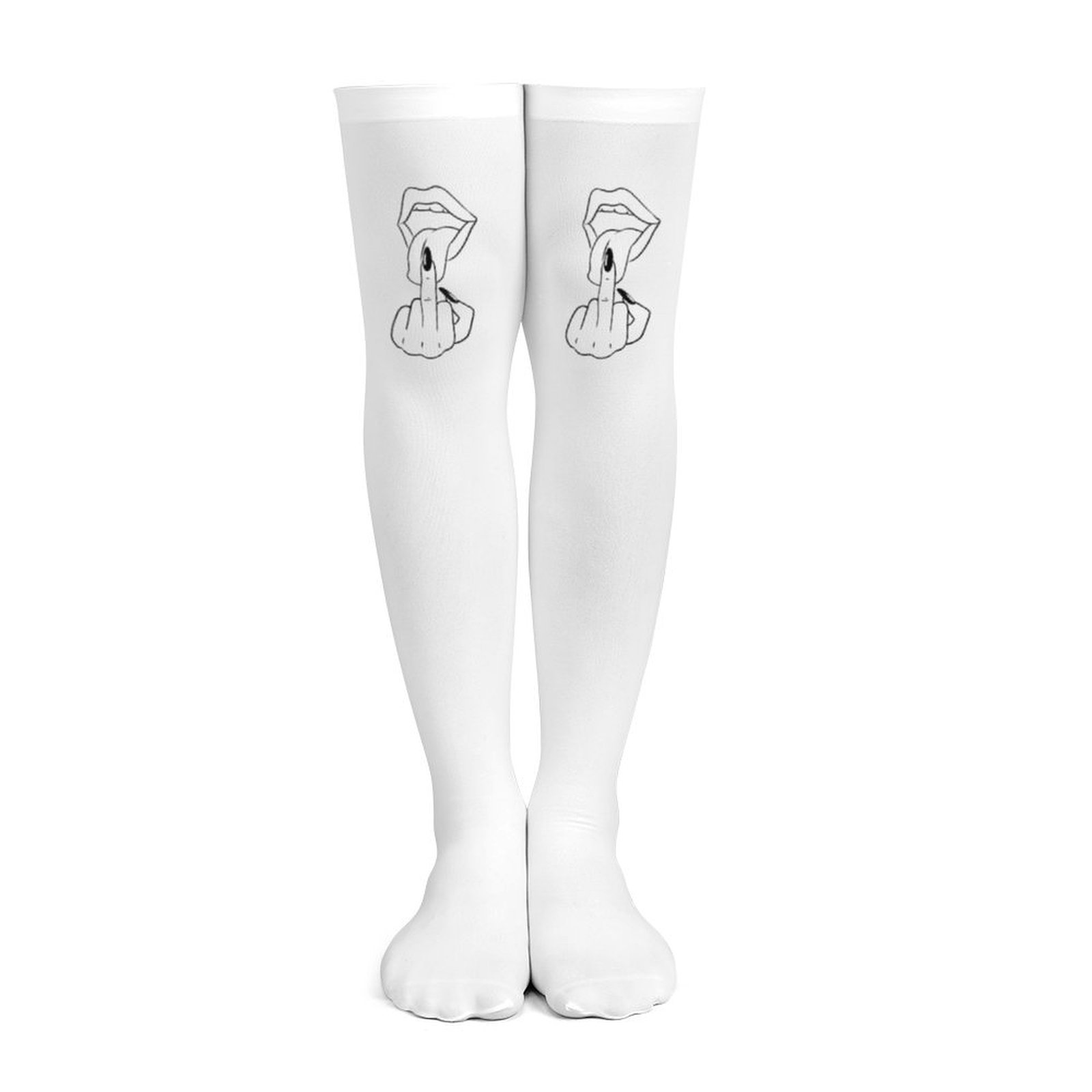 Ladies' white middle finger, r - Knee High Sock Women 리뷰 및 가격