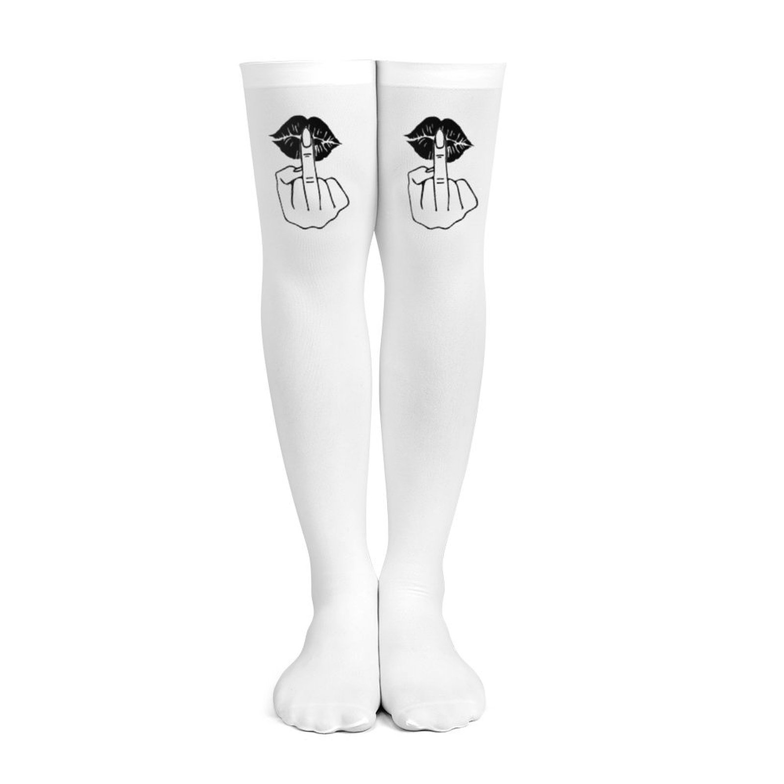 Ladies' white middle finger, r - Knee High Sock Women 리뷰 및 가격