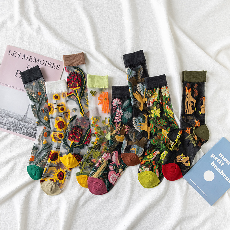 1/4 Pairs Retro Flower Women G - Silk Sock Bamboo 리뷰 및 가격