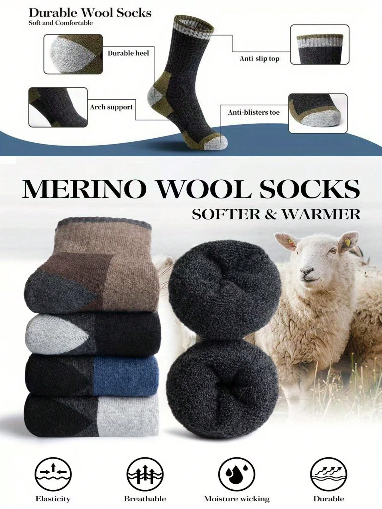 Men’s Thick Crew Socks 5-Pack, - Cotton Crew Sock Pack 리뷰 및 가격