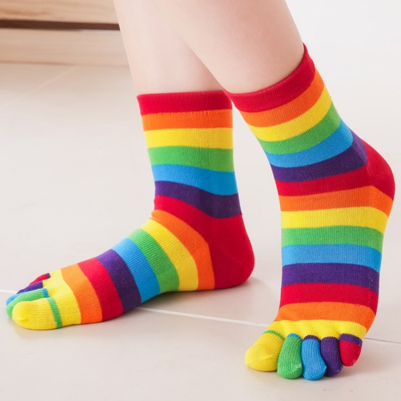 Women's Socks Rainbow Striped  - Toe Sock Split 리뷰 및 가격