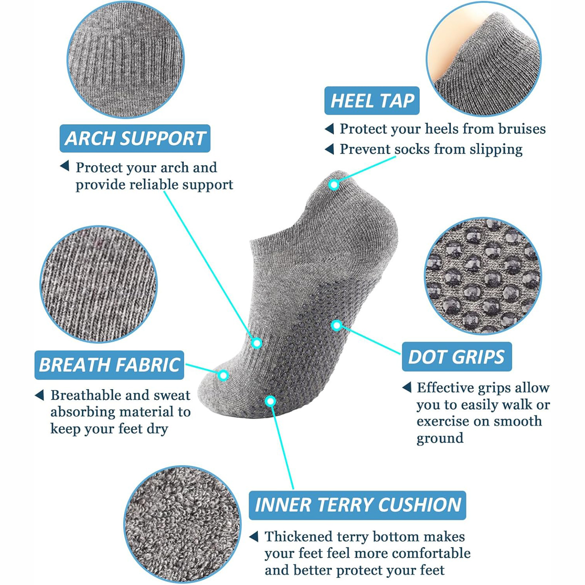 6 Pairs Yoga Socks for Women P - Grip Sock Yoga 리뷰 및 가격
