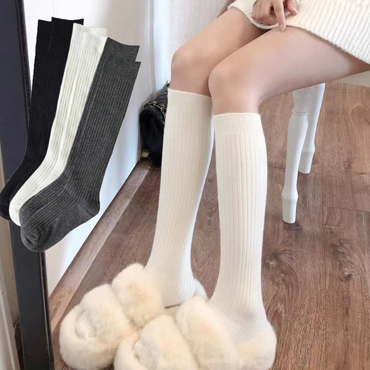 1 Pair Women's Black & White & - Boot Sock Slouchy 리뷰 및 가격