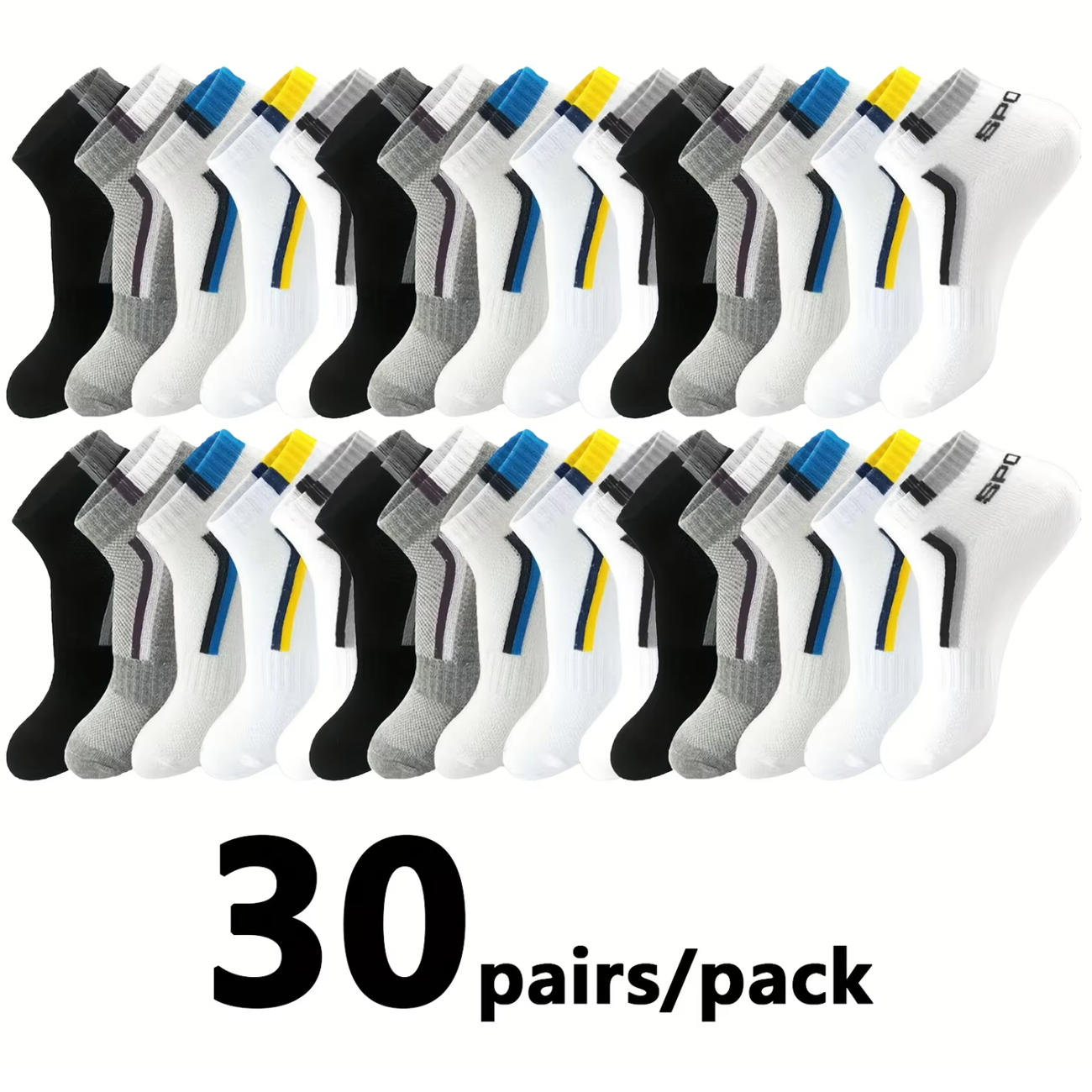 30Pairs Men's Color-block Mesh - Ankle Sock Low Cut 리뷰 및 가격
