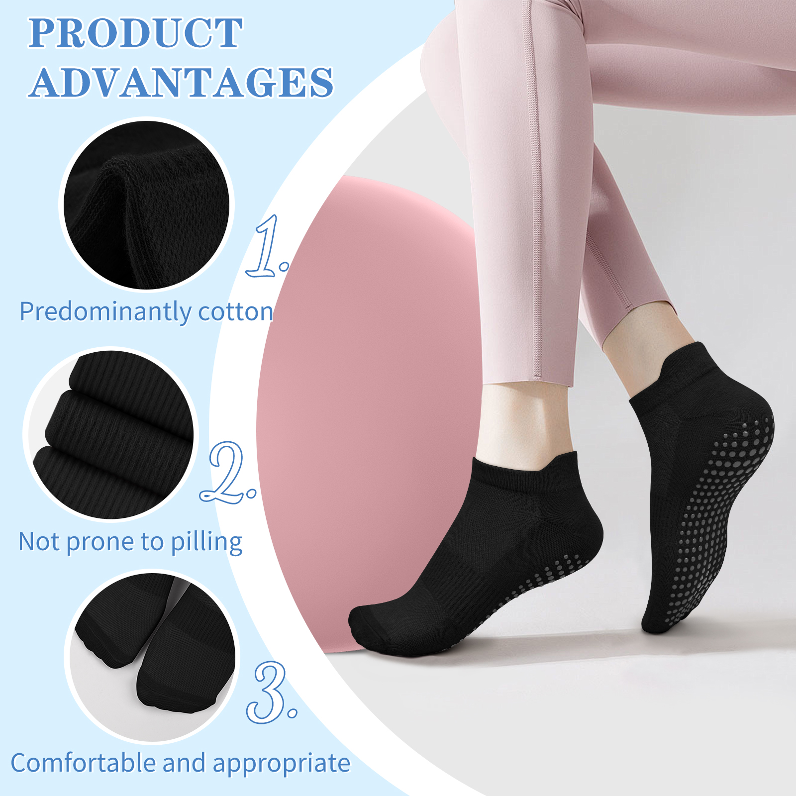 3 Pairs Yoga Socks Women Cotto - Grip Sock Yoga 리뷰 및 가격